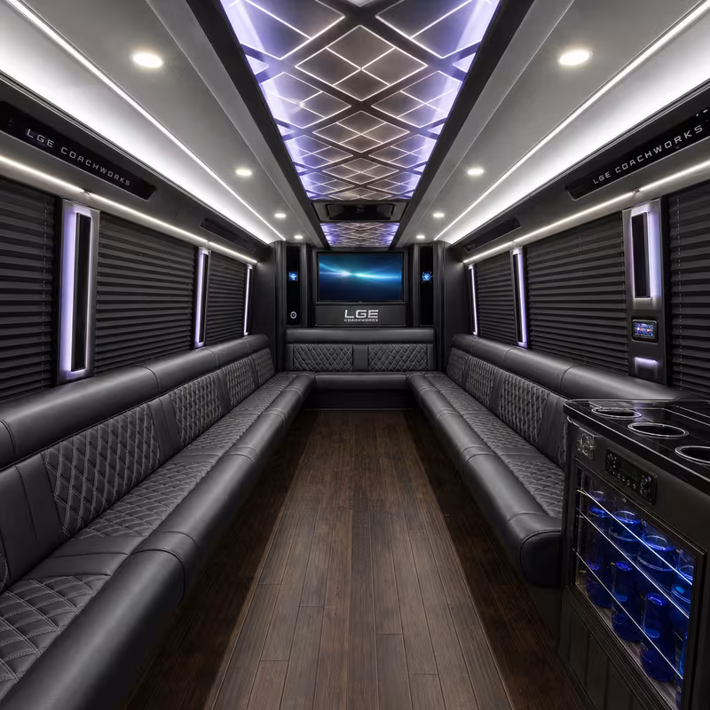 15 Passenger Party Bus Interior