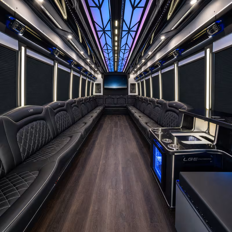 18 Passenger Party Bus Interior