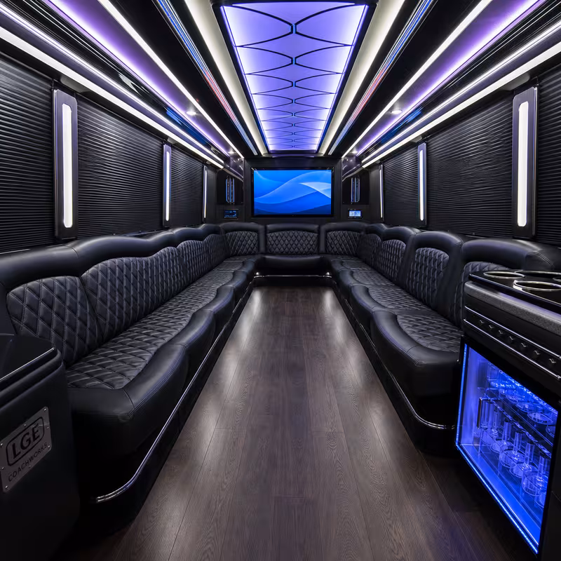 18 Passenger Party Bus Interior