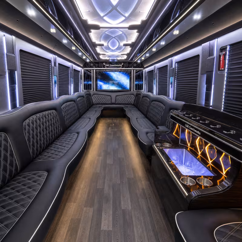 20 Passenger Party Bus Interior