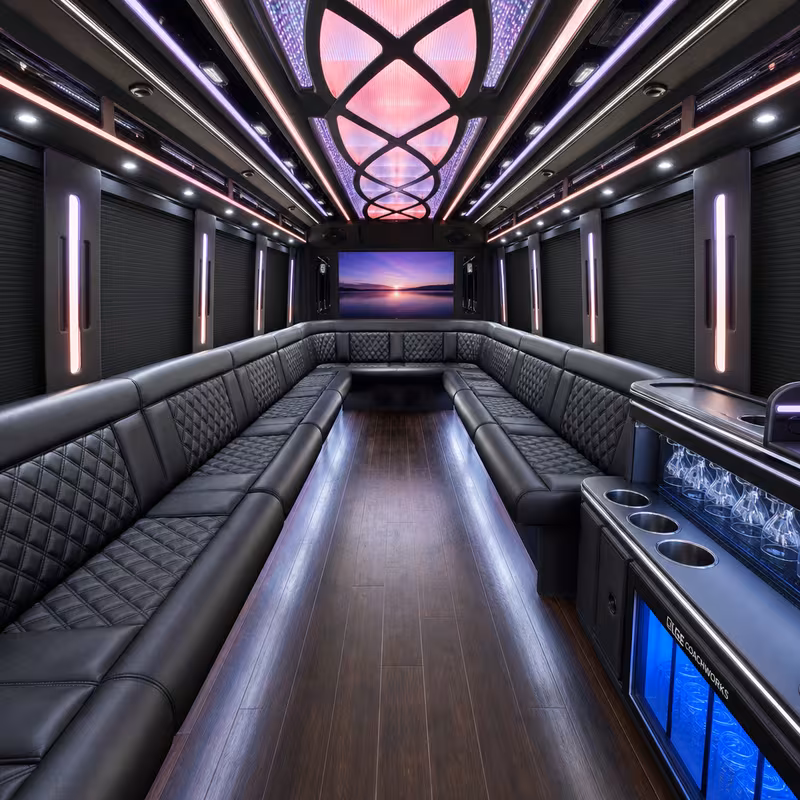 20 Passenger Party Bus Interior