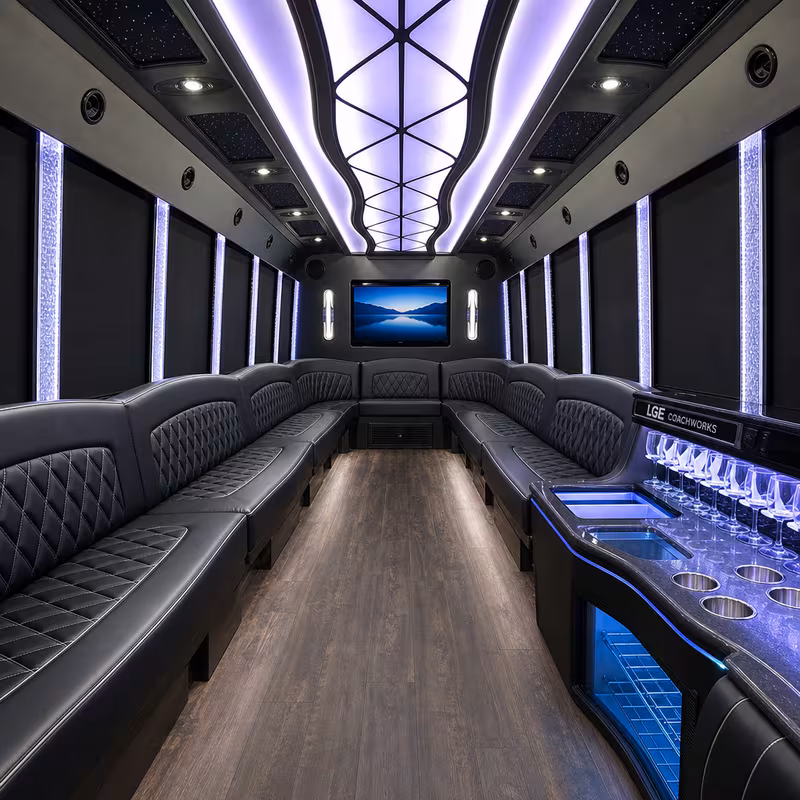 25 Passenger Party Bus Interior