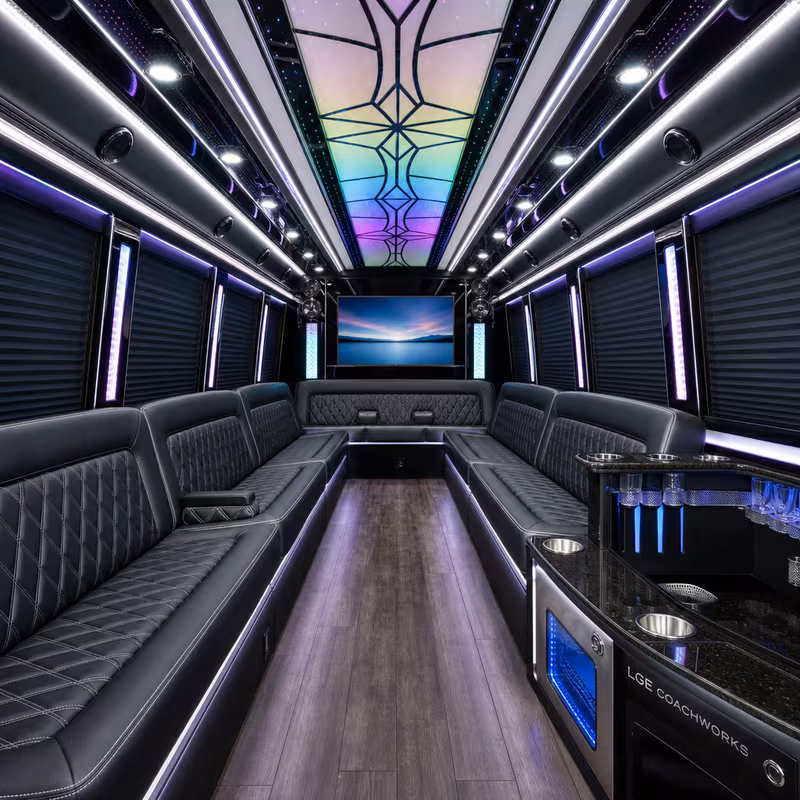 25 Passenger Party Bus Interior