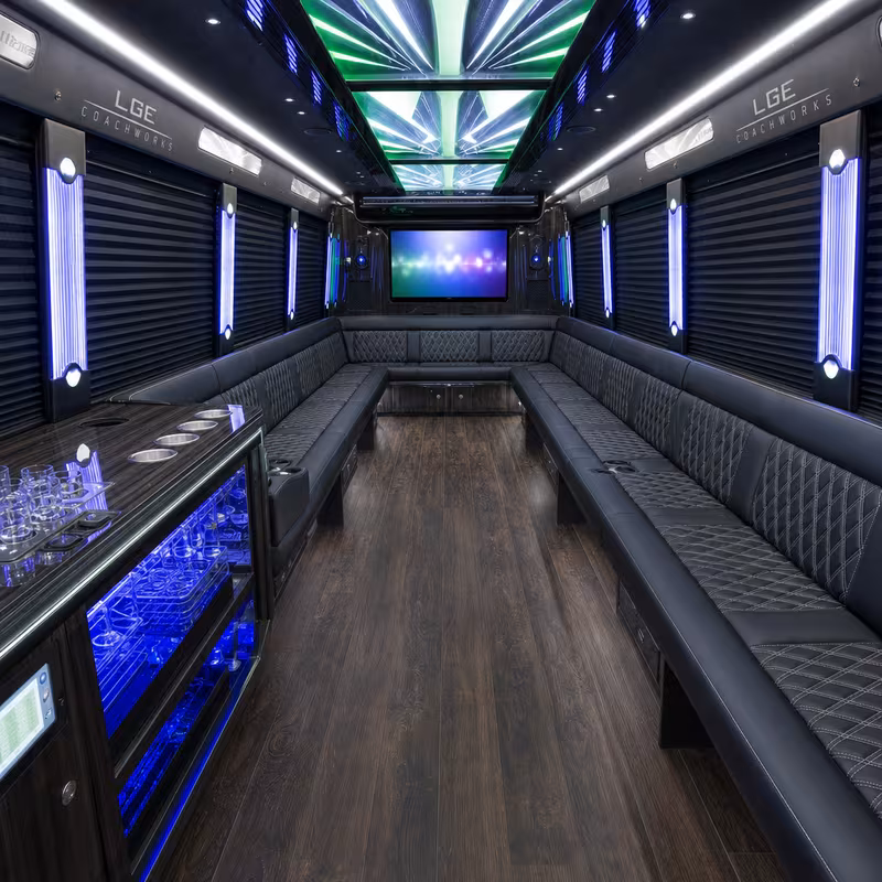 28 Passenger Party Bus Interior