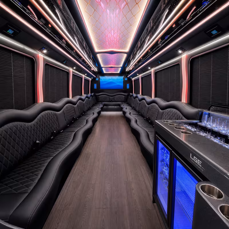 50 Passenger Party Bus Interior