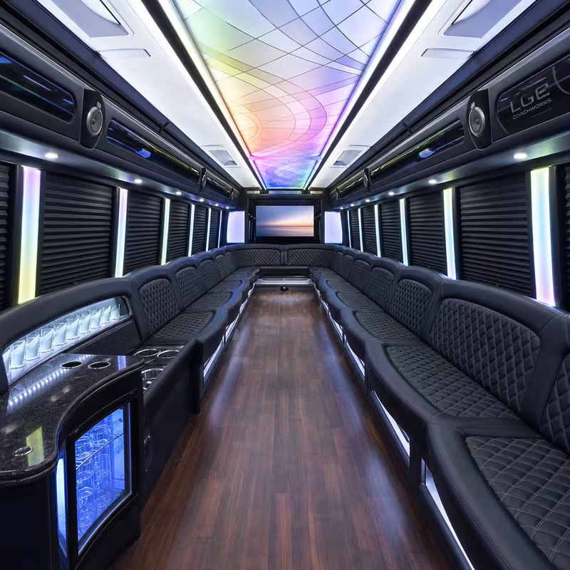50 Passenger Party Bus Interior