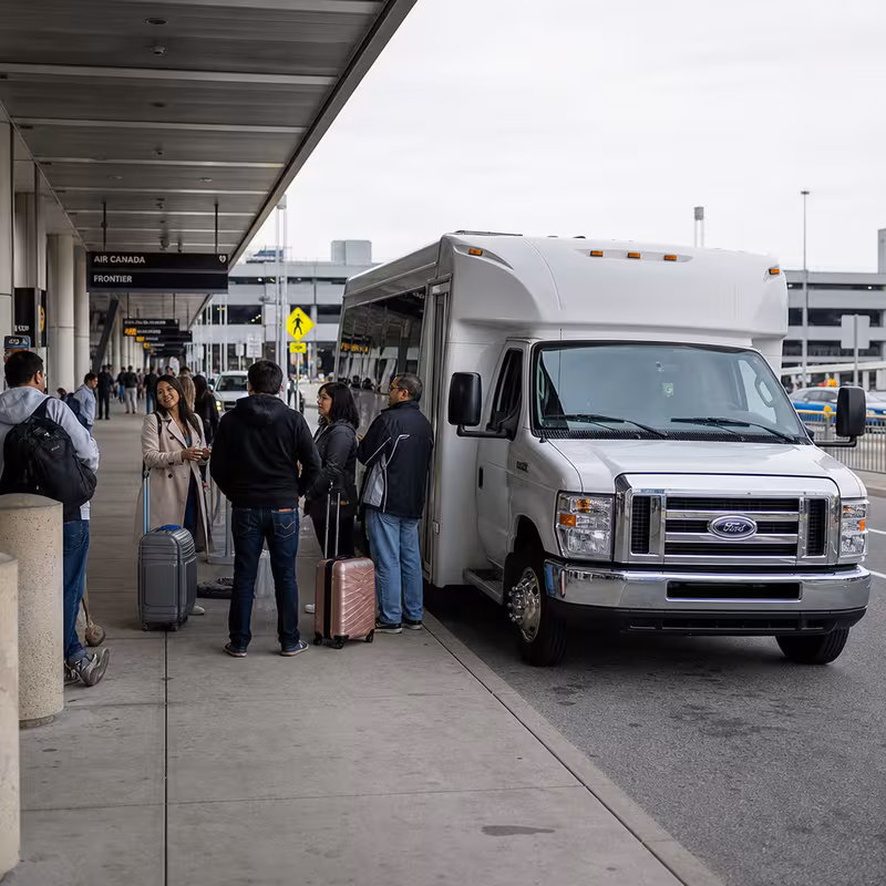 Black Mercedes Sprinter van staged for an Newark Airport Transportation group