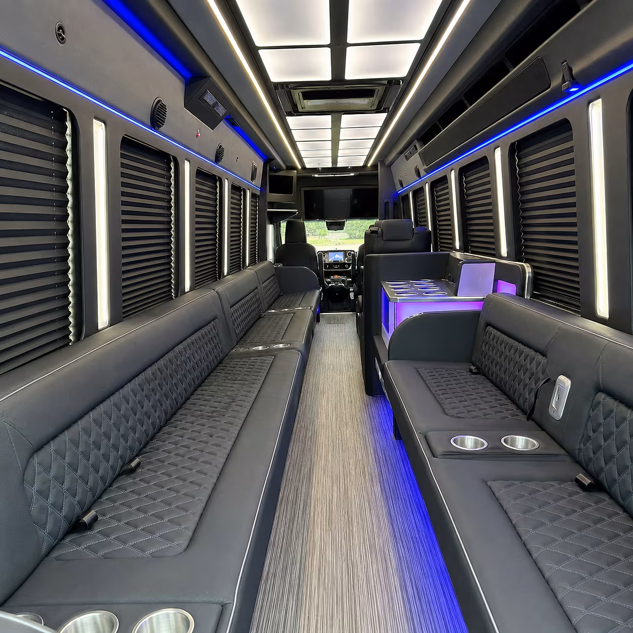 Newark Concert & Music Festival Transportation party bus interior