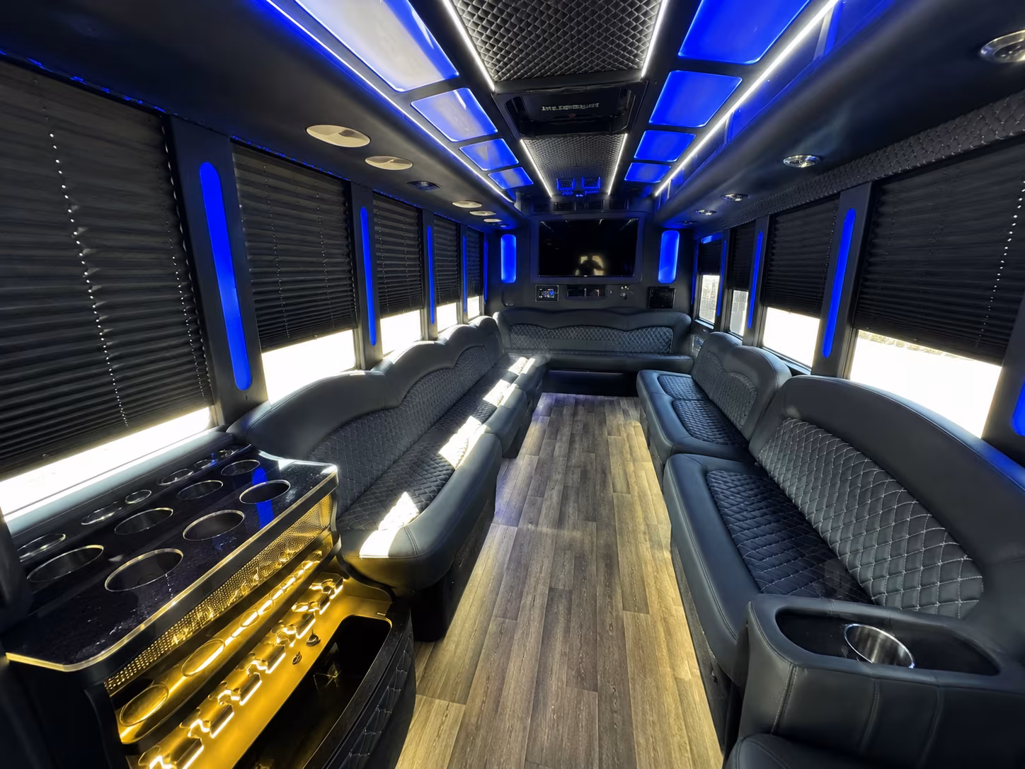 Newark Private Event Transportation party bus interior