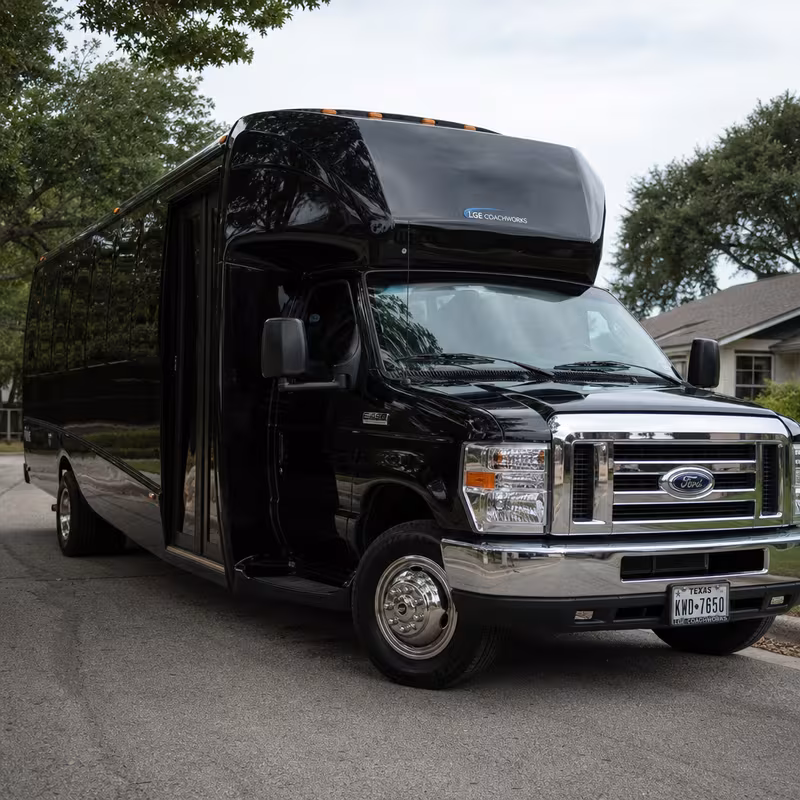 Black Mercedes Sprinter van staged for an Newark Prom & Homecoming Transportation group