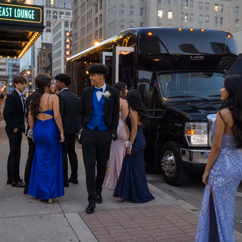 Passengers loading luggage while boarding an Newark group shuttle